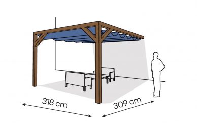 Pergola  PS1 drewno lakierowane 318 x 309 cm  ciemny orzech