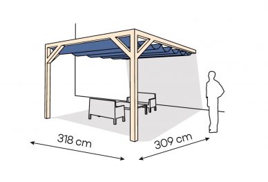 Pergola  PS1 drewno surowe 318 x 309 cm