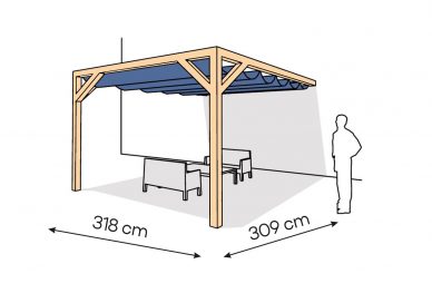 Pergola  PS1 drewno lakierowane 318 x 309 cm  lakier bezbarwny