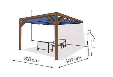 Pergola  PS1 drewno lakierowane 318 x 409 cm  ciemny orzech