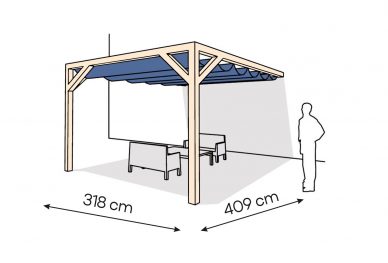 Pergola  PS1 drewno surowe 318 x 409 cm