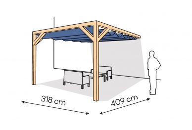 Pergola  PS1 drewno lakierowane 318 x 409 cm  lakier bezbarwny