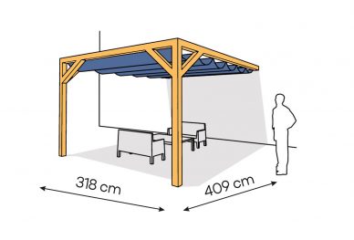 Pergola  PS1 drewno lakierowane 318 x 409 cm  sosna