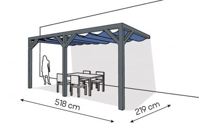 Pergola  PS2 drewno lakierowane 219 x 518 cm  antracyt