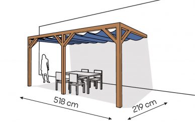 Pergola  PS2 drewno lakierowane 219 x 518 cm  bursztyn