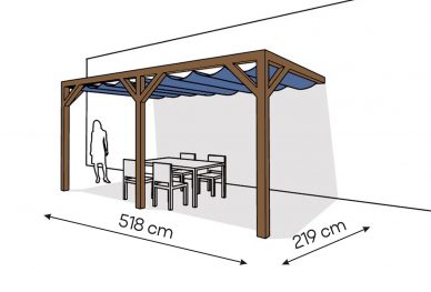 Pergola  PS2 drewno lakierowane 219 x 518 cm  ciemny orzech