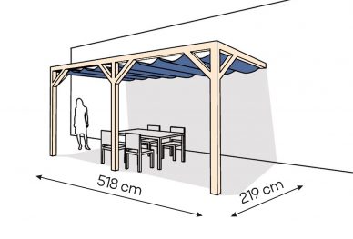 Pergola  PS2 drewno surowe 219 x 518 cm