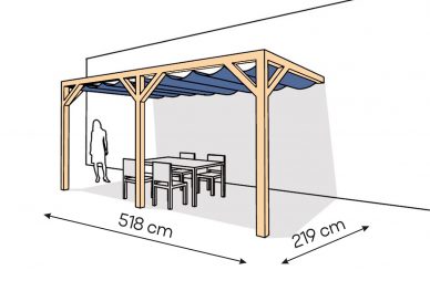 Pergola  PS2 drewno lakierowane 219 x 518 cm  lakier bezbarwny