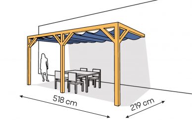 Pergola  PS2 drewno lakierowane 219 x 518 cm  sosna