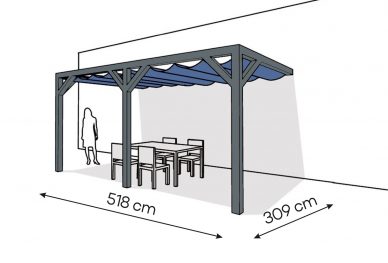 Pergola  PS2 drewno lakierowane 309 x 518 cm  antracyt