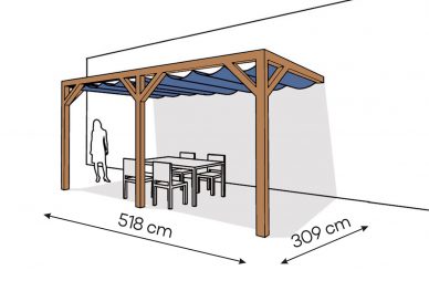 Pergola  PS2 drewno lakierowane 309 x 518 cm  bursztyn