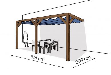 Pergola  PS2 drewno lakierowane 309 x 518 cm  ciemny orzech