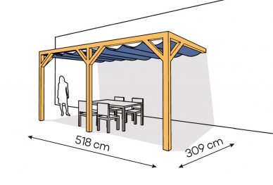 Pergola  PS2 drewno lakierowane 309 x 518 cm  sosna