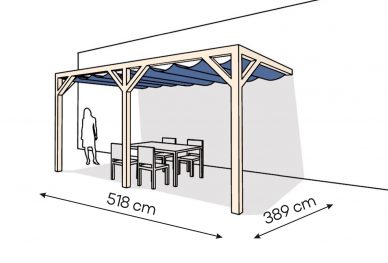 Pergola  PS2 drewno surowe 389 x 518 cm