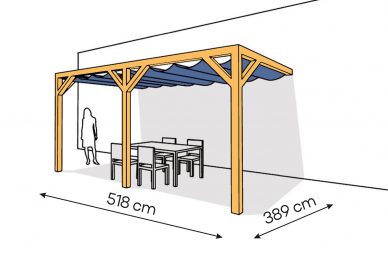 Pergola  PS2 drewno lakierowane 389 x 518 cm  sosna