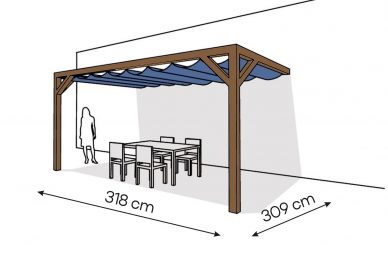 Pergola  PS2 drewno lakierowane 309 x 318 cm  ciemny orzech