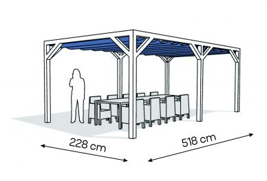 Pergola  PW drewno lakierowane 228 x 518 cm  biale