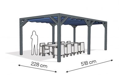 Pergola  PW drewno lakierowane 228 x 518 cm  antracyt