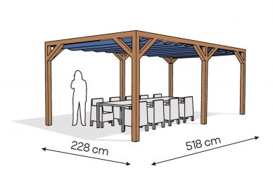 Pergola  PW drewno lakierowane 228 x 518 cm  bursztyn