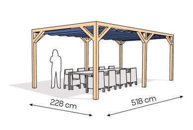 Pergola  PW drewno lakierowane 228 x 518 cm  lakier bezbarwny