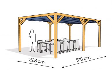 Pergola  PW drewno lakierowane 228 x 518 cm  sosna