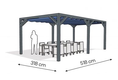 Pergola  PW drewno lakierowane 318 x 518 cm  antracyt