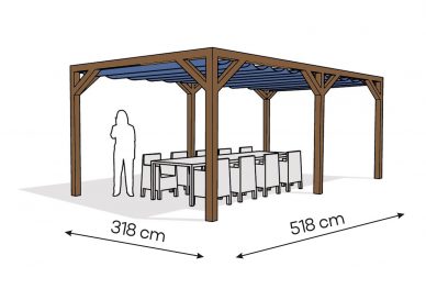 Pergola  PW drewno lakierowane 318 x 518 cm  ciemny orzech