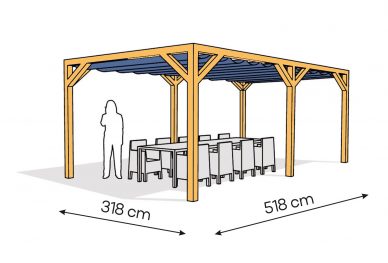 Pergola  PW drewno lakierowane 318 x 518 cm  sosna