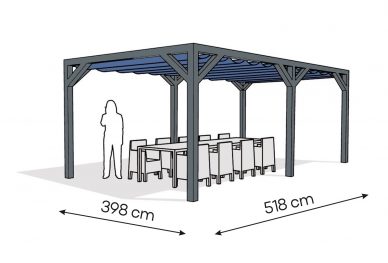 Pergola  PW drewno lakierowane 398 x 518 cm  antracyt