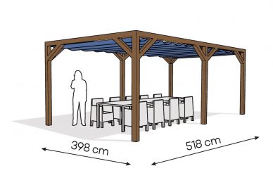 Pergola  PW drewno lakierowane 398 x 518 cm  ciemny orzech