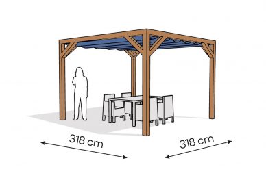 Pergola  PW drewno lakierowane 318 x 318 cm  bursztyn