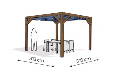 Pergola  PW drewno lakierowane 318 x 318 cm  ciemny orzech