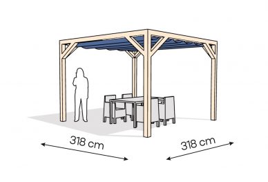 Pergola  PW drewno surowe 318 x 318 cm