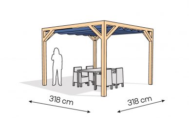 Pergola  PW drewno lakierowane 318 x 318 cm  lakier bezbarwny