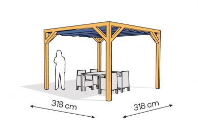 Pergola  PW drewno lakierowane 318 x 318 cm  sosna