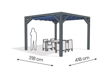 Pergola  PW drewno lakierowane 318 x 418 cm  antracyt