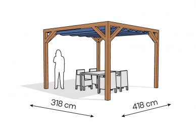 Pergola  PW drewno lakierowane 318 x 418 cm  bursztyn