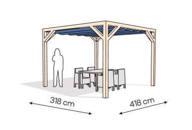 Pergola  PW drewno surowe 318 x 418 cm