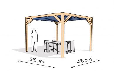 Pergola  PW drewno lakierowane 318 x 418 cm  lakier bezbarwny