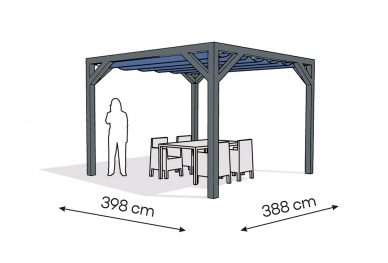 Pergola  PW drewno lakierowane 398 x 388 cm  antracyt