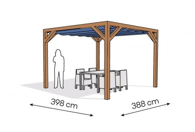 Pergola  PW drewno lakierowane 398 x 388 cm  bursztyn