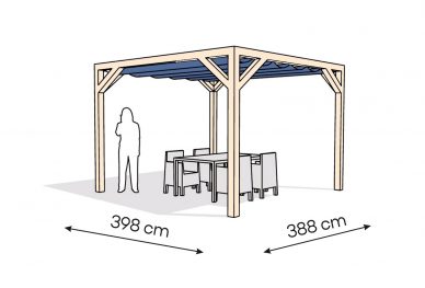 Pergola  PW drewno surowe 398 x 388 cm