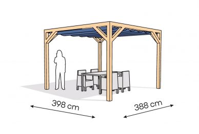 Pergola  PW drewno lakierowane 398 x 388 cm  lakier bezbarwny