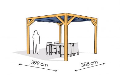 Pergola  PW drewno lakierowane 398 x 388 cm  sosna